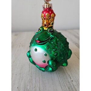Radko Prince frog princely Pucker toad large ornament glass Xmas tree fairy tail